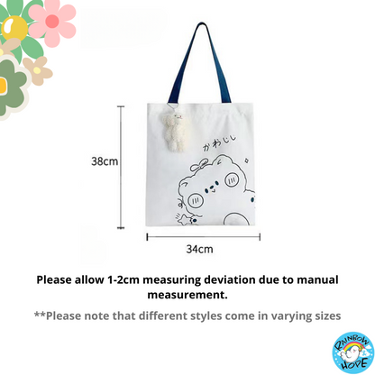 Canvas Shopping Bags/ Foldable Reusable Fabric Tote Bag 帆布包/ 单肩包/ 环保购物袋
