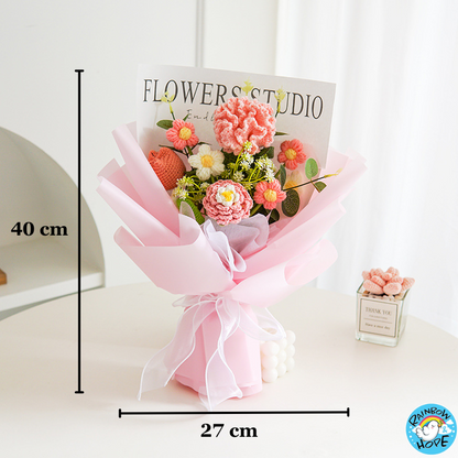 Knitted Crochet Bouquet Flower for Housewarming Graduation Valentine's Birthday Gift 针织仿真花束
