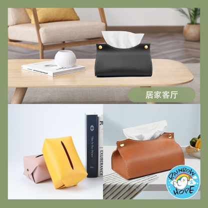 PU Leather Home Office Car Tissue Pouch Tissue Box Holder 皮革纸巾盒