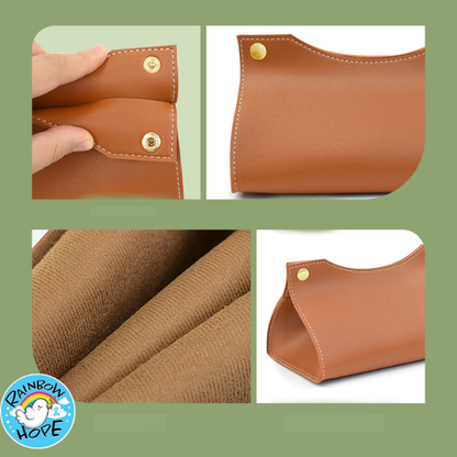 PU Leather Home Office Car Tissue Pouch Tissue Box Holder 皮革纸巾盒
