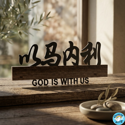Christian Acrylic "God is with us" Door Sign Decol 盼望迦南授权 ”以马内利“亚克力门牌