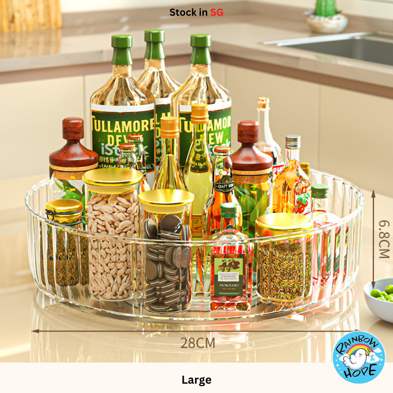 Kitchen Organizer Condiment Rotating Tray/ 360° Seasoning Sauce Makeup Organizer 360度可旋转托盘