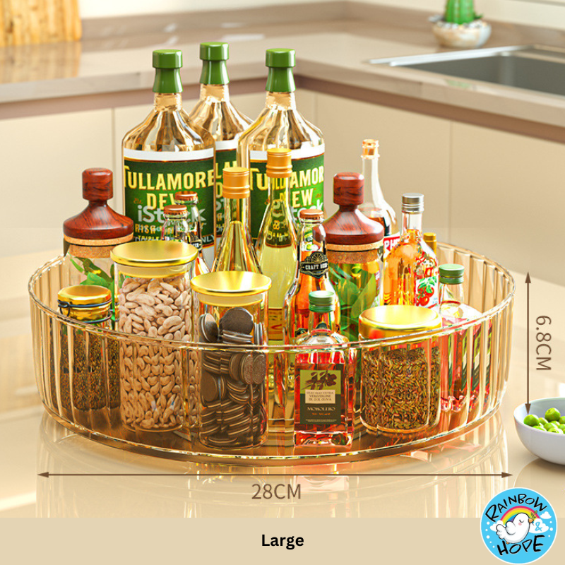 Kitchen Organizer Condiment Rotating Tray/ 360° Seasoning Sauce Makeup Organizer 360度可旋转托盘