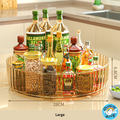 Kitchen Organizer Condiment Rotating Tray/ 360° Seasoning Sauce Makeup Organizer 360度可旋转托盘
