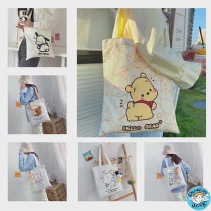 Canvas Shopping Bags/ Foldable Reusable Fabric Tote Bag 帆布包/ 单肩包/ 环保购物袋