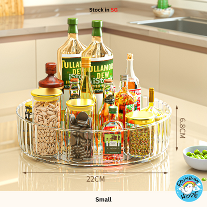 Kitchen Organizer Condiment Rotating Tray/ 360° Seasoning Sauce Makeup Organizer 360度可旋转托盘